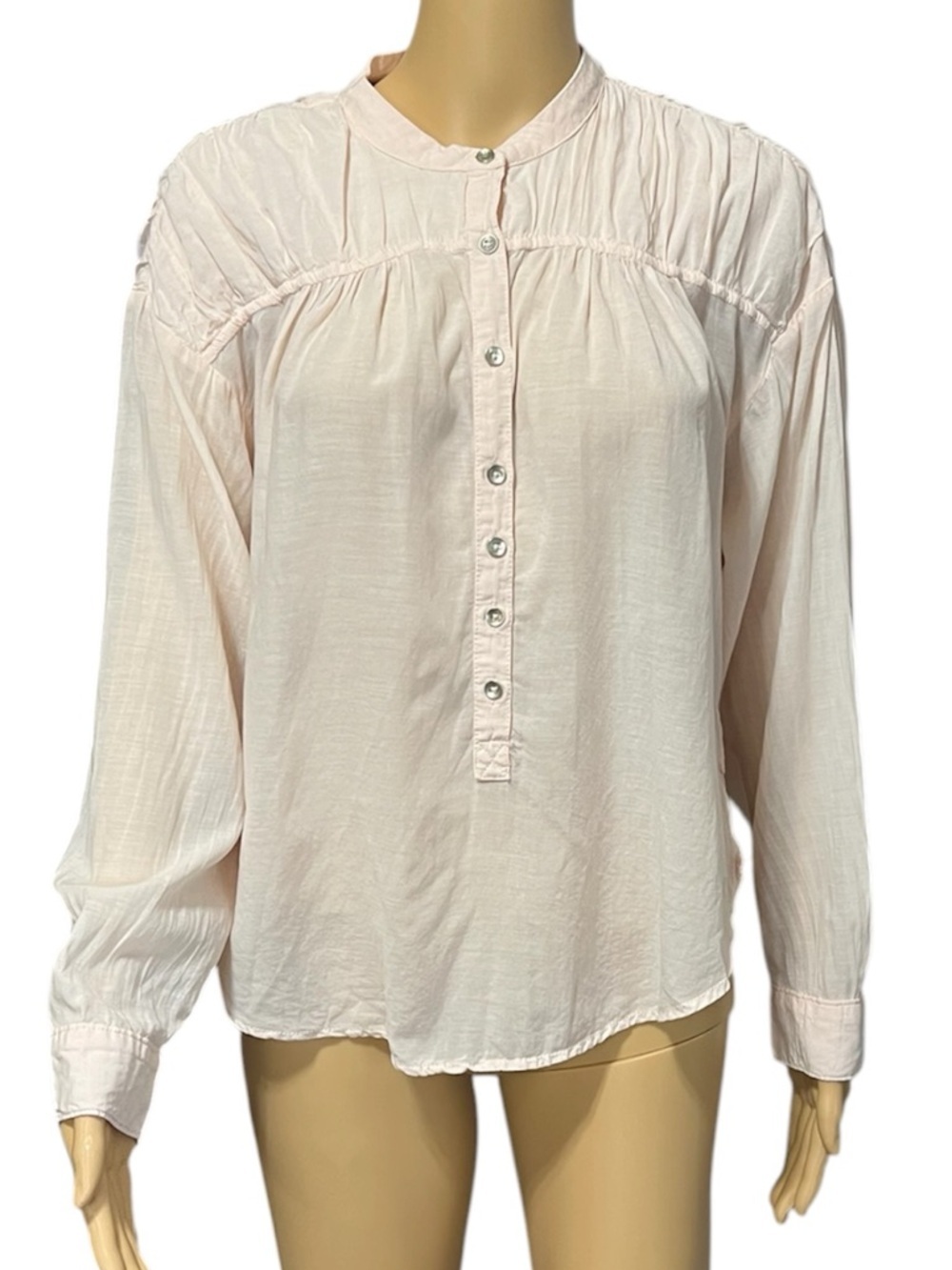 Anthropologie Pilcro Henley Top Size L Peach Career Preppy Romantic Size S